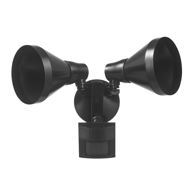 180-Degree 240 W Twin Head Black Hardwired Motion Sensor Security Flood Light with MotionBright