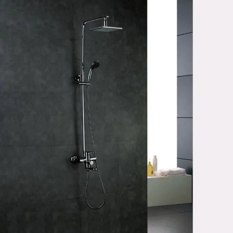 Juno 8 Inch LED Shower Set with Handheld Shower Head and Mixer Faucet, Chrome Wall Mount