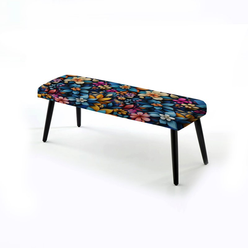Moroccan Delight Floral Intrigue - Banc rembourré floral noir