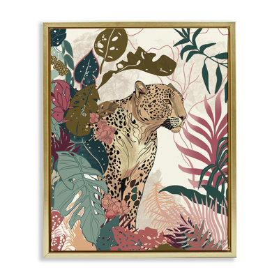 «Cheetah Tropical Leaf», art mural sur toile par Fab Funky