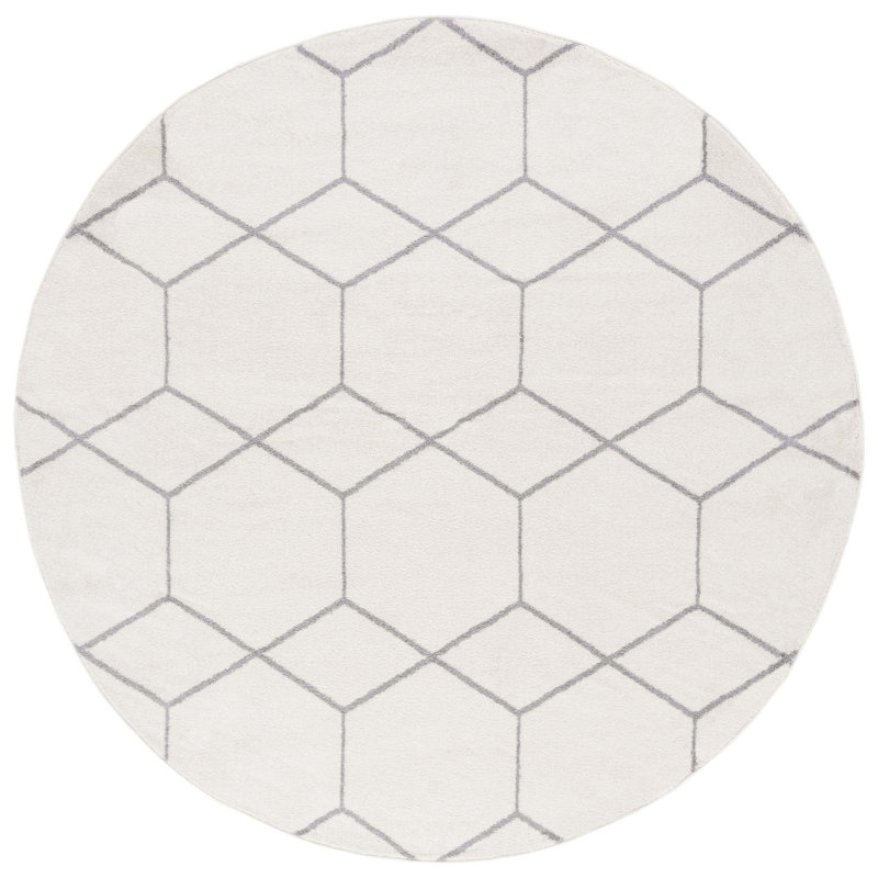 Tapis ivoire / gris Kasturi 608, Rond 6 pi 7 po