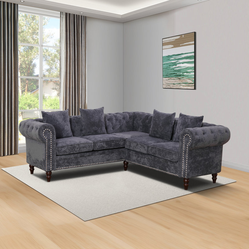 Ensemble de canapé-lit 2 pièces Flannelette, Mélange de polyester gris