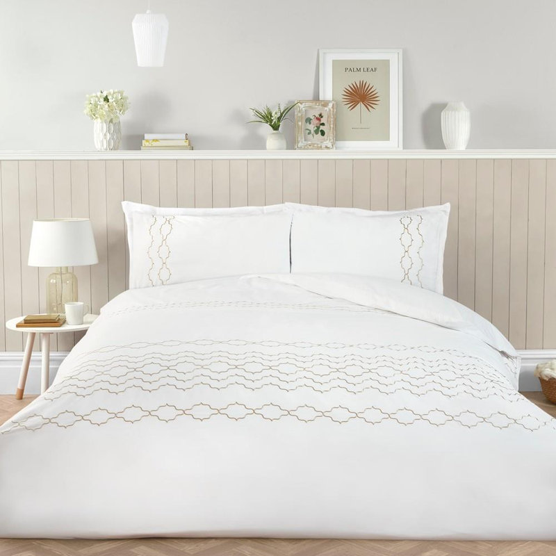 Cotton Blend Geometric Duvet Cover Set, Double