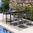 Ensemble de salle à manger d'extérieur en aluminium 5 pièces, ensemble de barre de patio tissé en corde avec table rectangulaire
