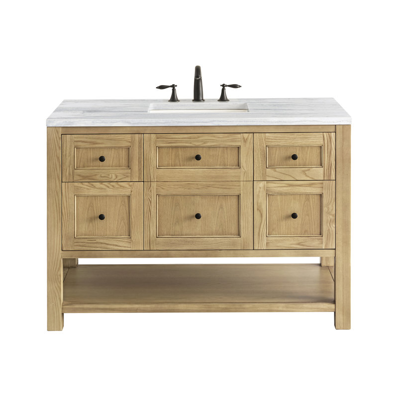 Breckenridge 48'' W Single Vanity, White Zeus, 8" Widespread, Light Natural Oak
