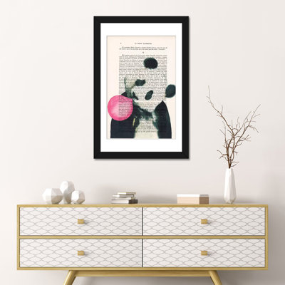 «Vintage Paper Series: Panda with Bubblegum», impression sur toile tendue