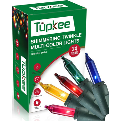 Christmas Random Shimmering Twinkle Lights - 24 of 100 Lights Twinkle – Indoor/Outdoor - 20.5 Feet Light String, 100 Multicolor Bulbs - Christmas Tree Holiday Decor Sparkling Twinkling Christmas Lights