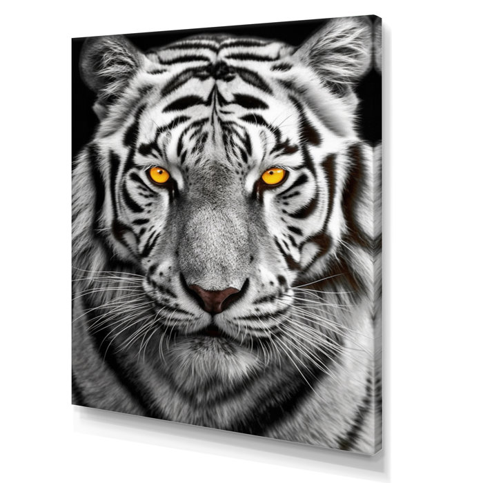 Ebern Designs Fierce White Tiger I On Canvas Print | Wayfair