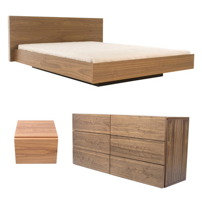 Ensemble de chambre configurable avec lit plateforme 3 pièces Karr