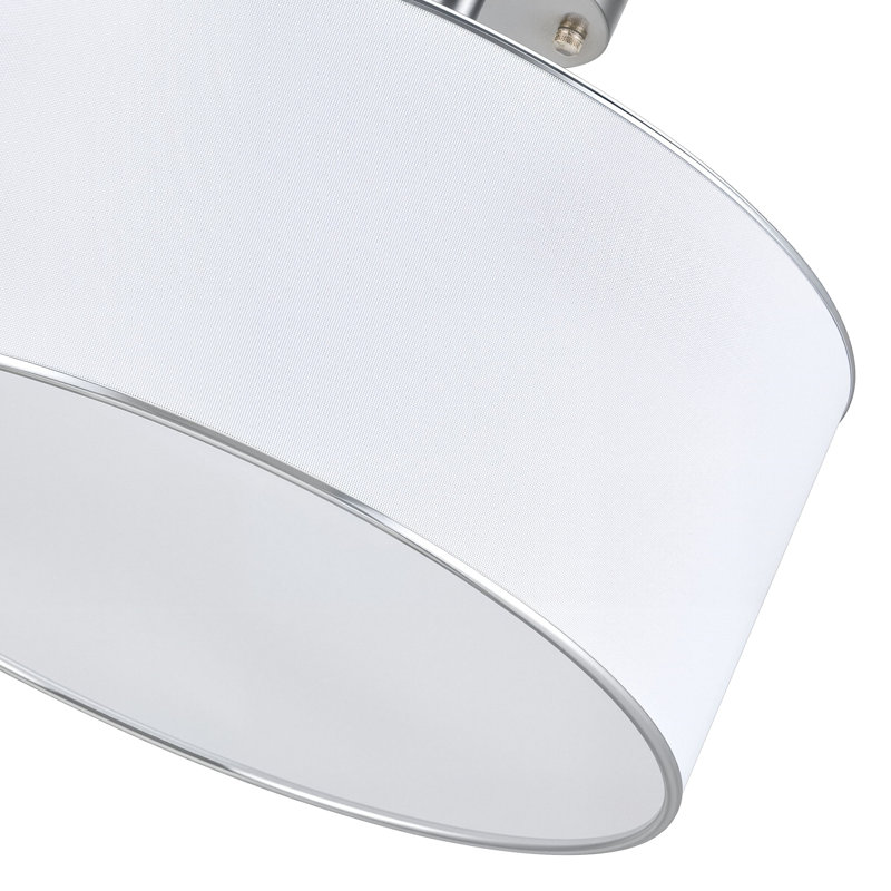Plafonnier semi-encastré 3 lumières Yaretzi, Nickel poli, 7.5" H x 15.7" W x 15.7" D