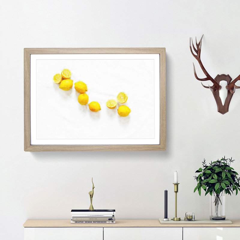 Lemon Fruit - Picture Frame Graphic Art Print, 33cm H x 45cm W x 2cm D, Oak Framed