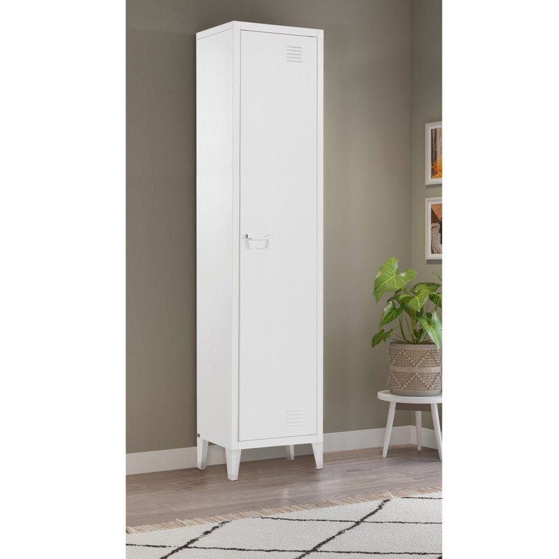 Carline Metal Tall Bathroom Cabinet, White