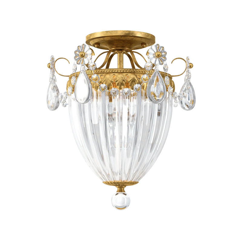 Bagatelle 3 - Light Semi Flush Mount, Heirloom Gold, Heritage Crystal