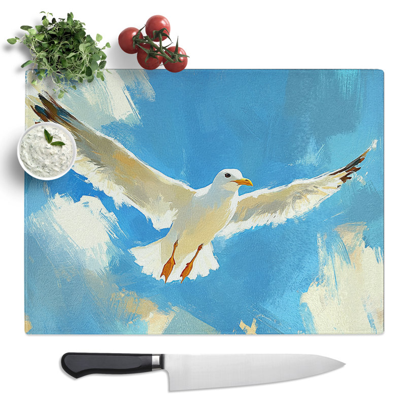 Seagull Bird Illustrated  Glass Chopping Board