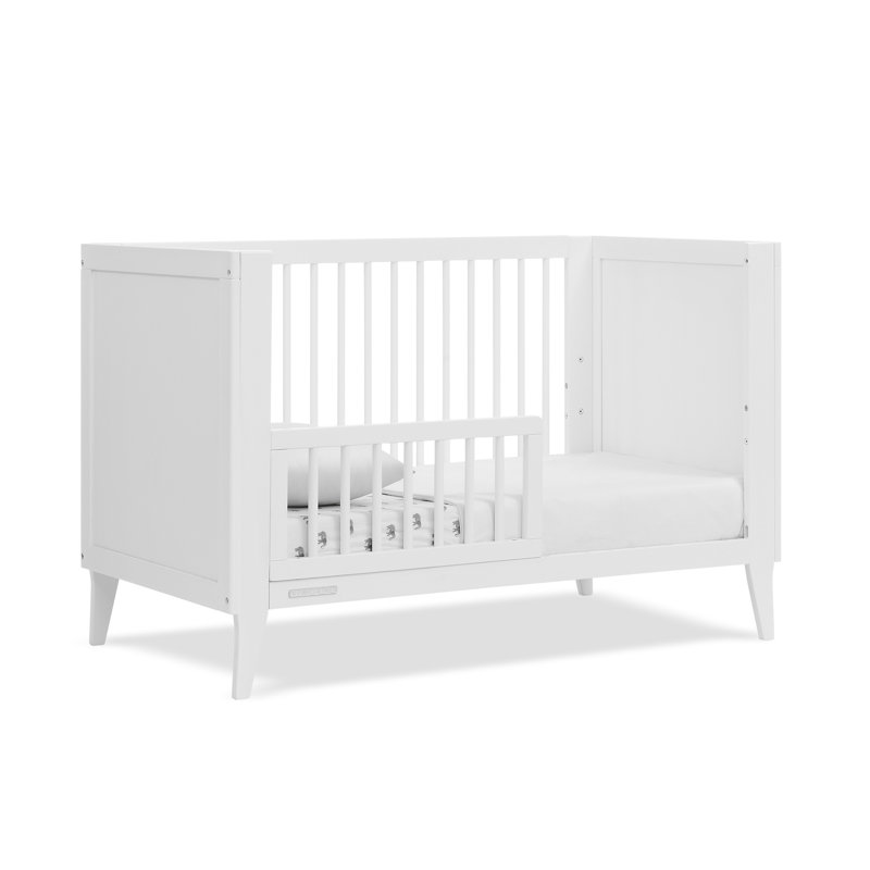 Bianca White Mid-Century Modern 4-in-1 Convertible Crib