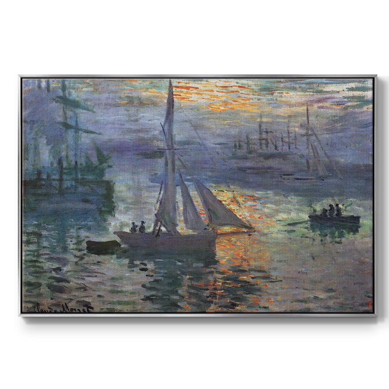 «Sunrise At Sea», reproduction d'art encadrée sur toile par Claude Monet, H 17 po x l 25 po x P 2 po