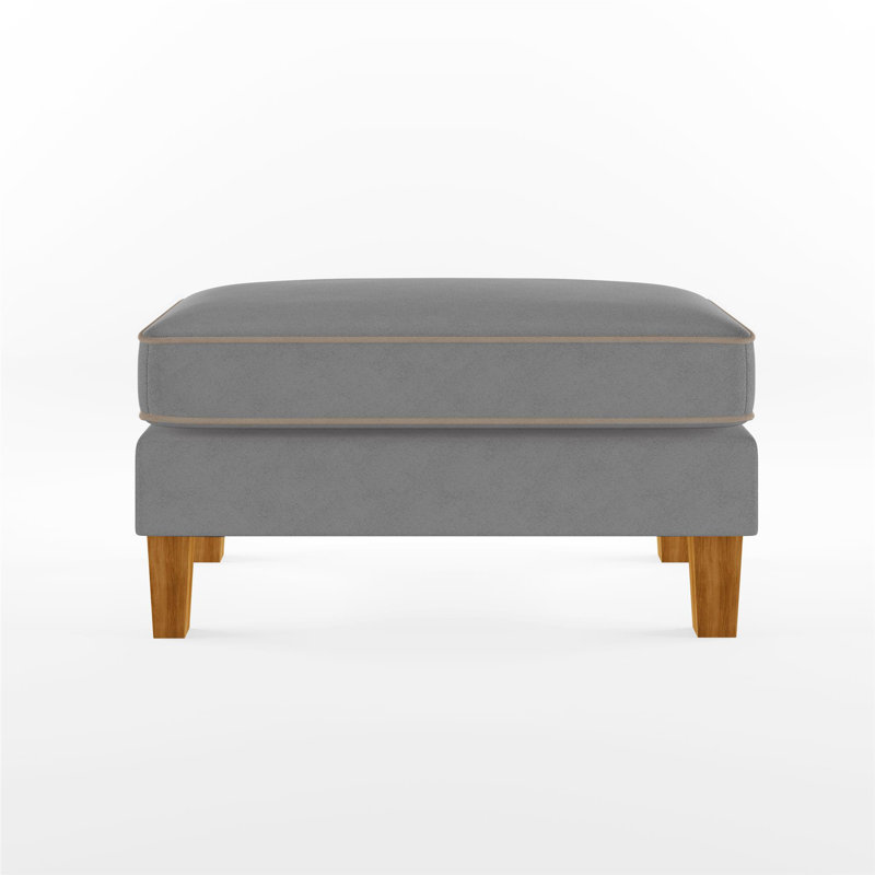 Specht 84.1cm Wide Rectangle Solid Colour Footstool Ottoman, Grey