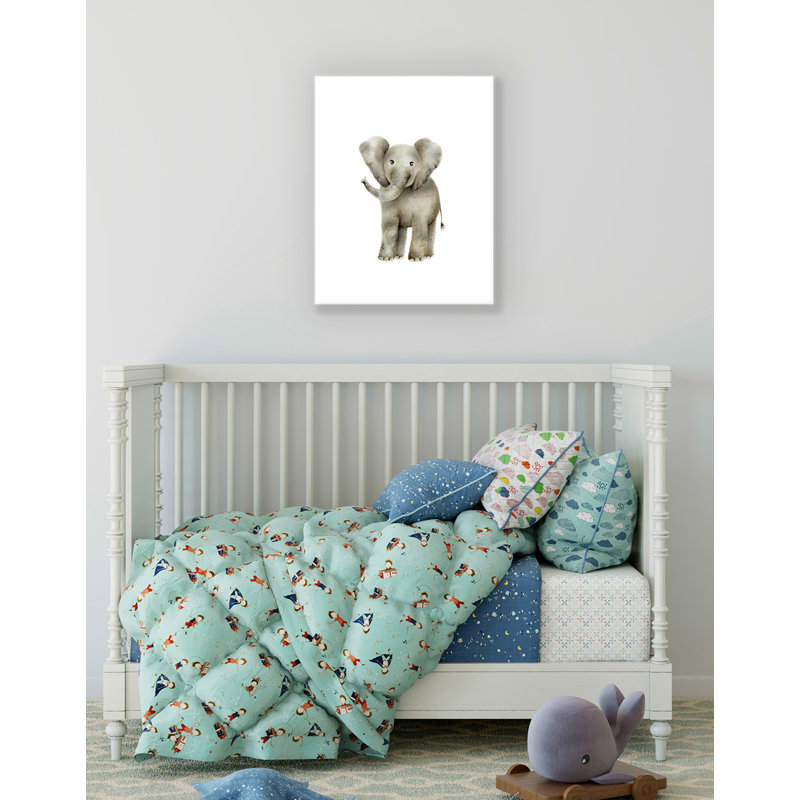 «Happy Baby Elephant Illustration», art mural, Toile tendue, H 20 po x l 16 po