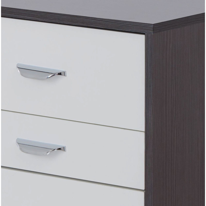 3-Drawer Rectangular Accent Table High End Table, White/Brown