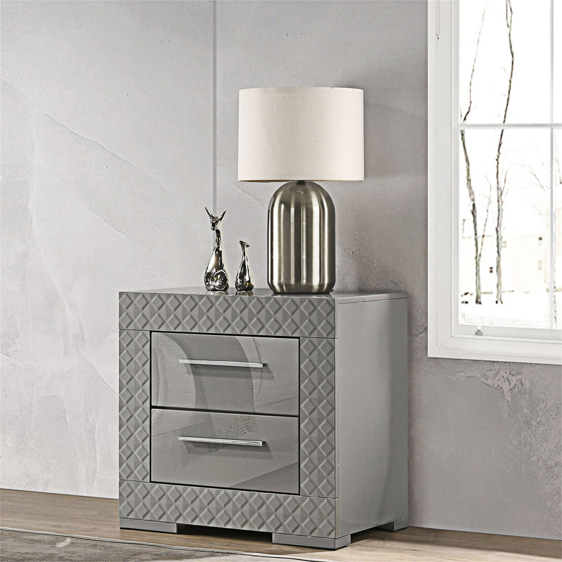Table de chevet de chevet avec tiroir, Gris
