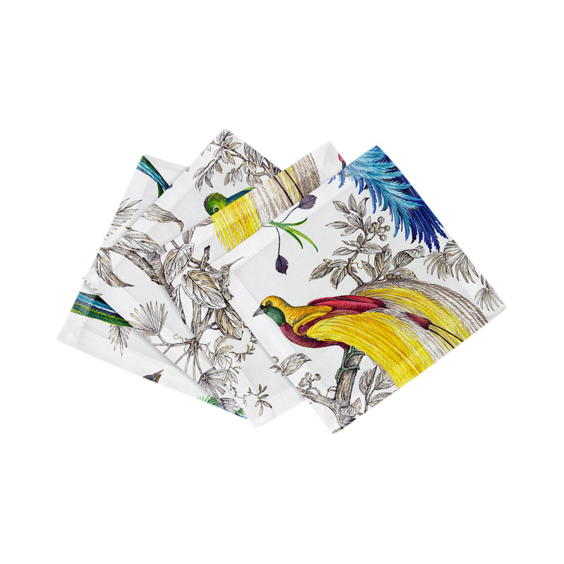 Audubon Exotica Cotton Sateen Cocktail Napkins, Tropical