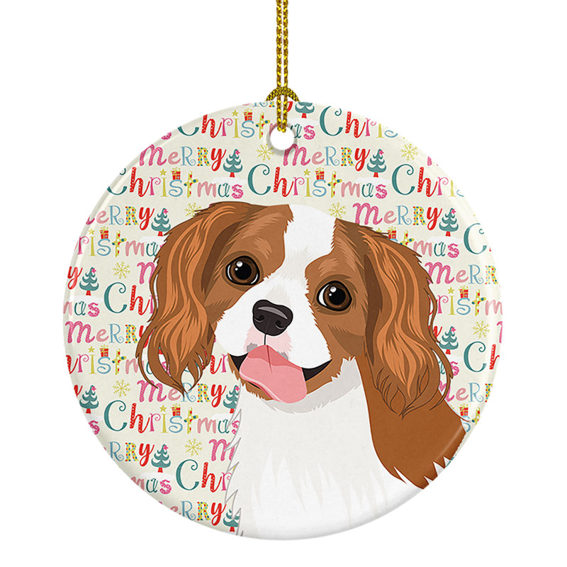 Ornement suspendu en céramique Cavalier King Charles Spaniel Blenheim 2