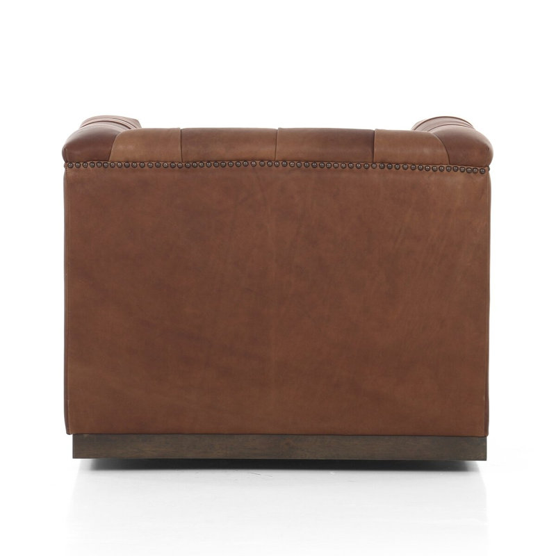 Maxx Swivel Chair, Heirloom Sienna/Dark Brown Genuine Leather