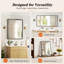 Miroir de salle de bain en aluminium antirouille, cadre mural biseauté avec verre trempé épais, miroir mural facile à installer et sans oscillation-126429112-126429113