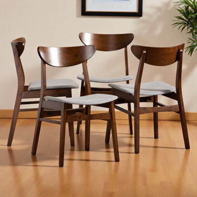Verne Stylish 4-piece dining chair set with fabric upholstery and walnut brown finish