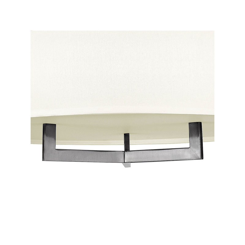 Luminaire suspendu tambour unique et remarquable à 3 lumières Hampton, H 33 po x l 30 po x P 26 po, Nickel antique