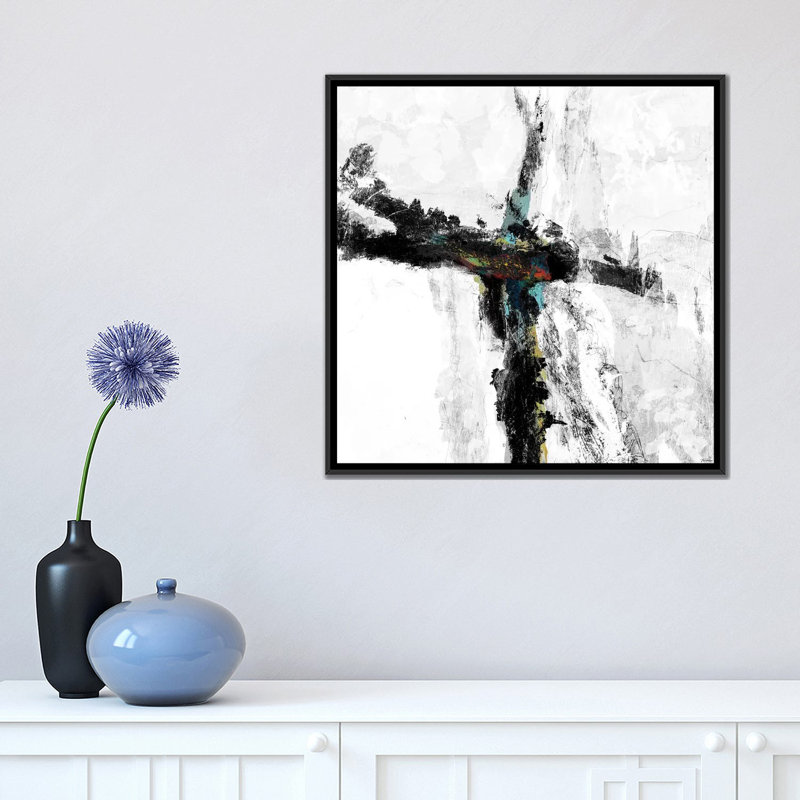 «B&W IV», impression sur toile, H 18 po x l 18 po x P 1,5 po, Toile avec cadre noir, Pas de tapis