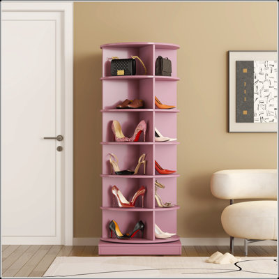Armoire à chaussures rotative 360 avec 6 couches, solution de rangement compacte et élégante pour les maisons modernes