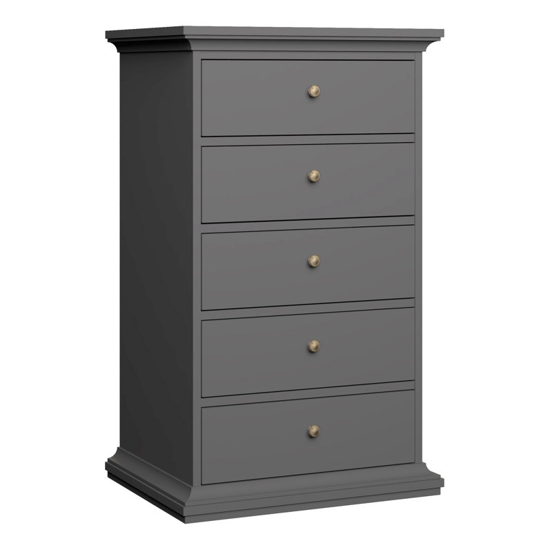 Minster 62.6cm W 5 - Drawer Chest of Drawers, Grey