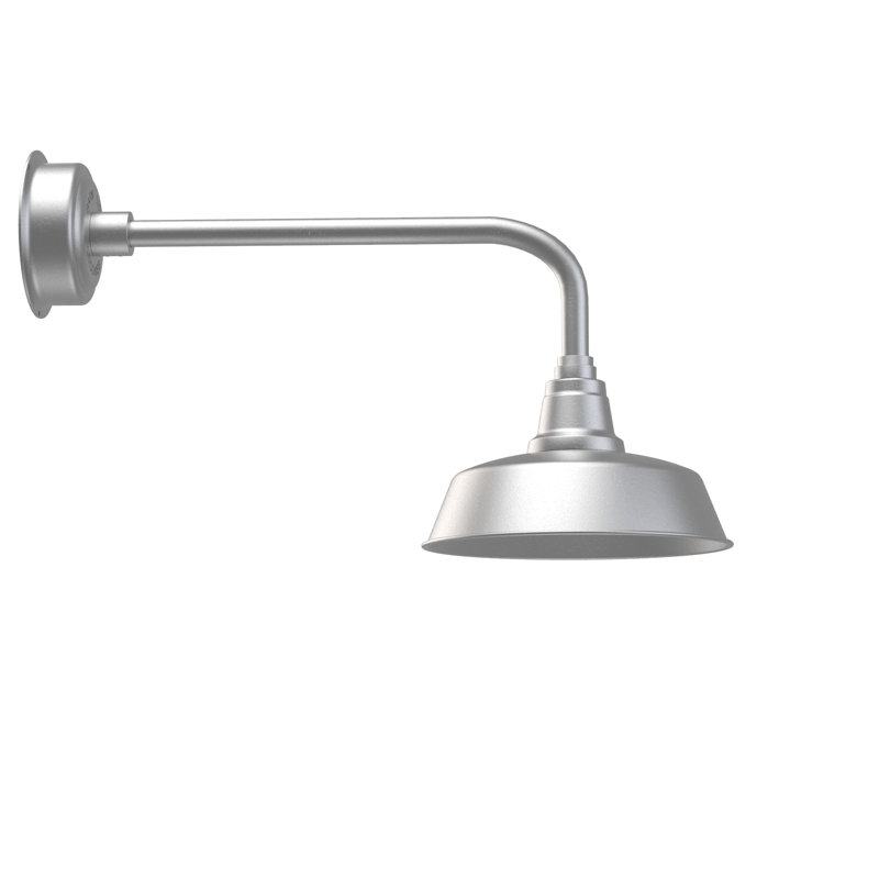 Luminaire de grange d’extérieur à del Vandervliet, Argent galvanisé, 15.125" H x 28.25" W x 12.25" D