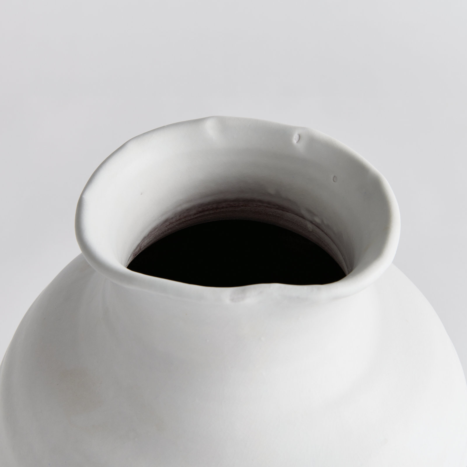 Ambretta Handmade Terracotta Table Vase, White, 14" H x 10.50" W x 10.50" D