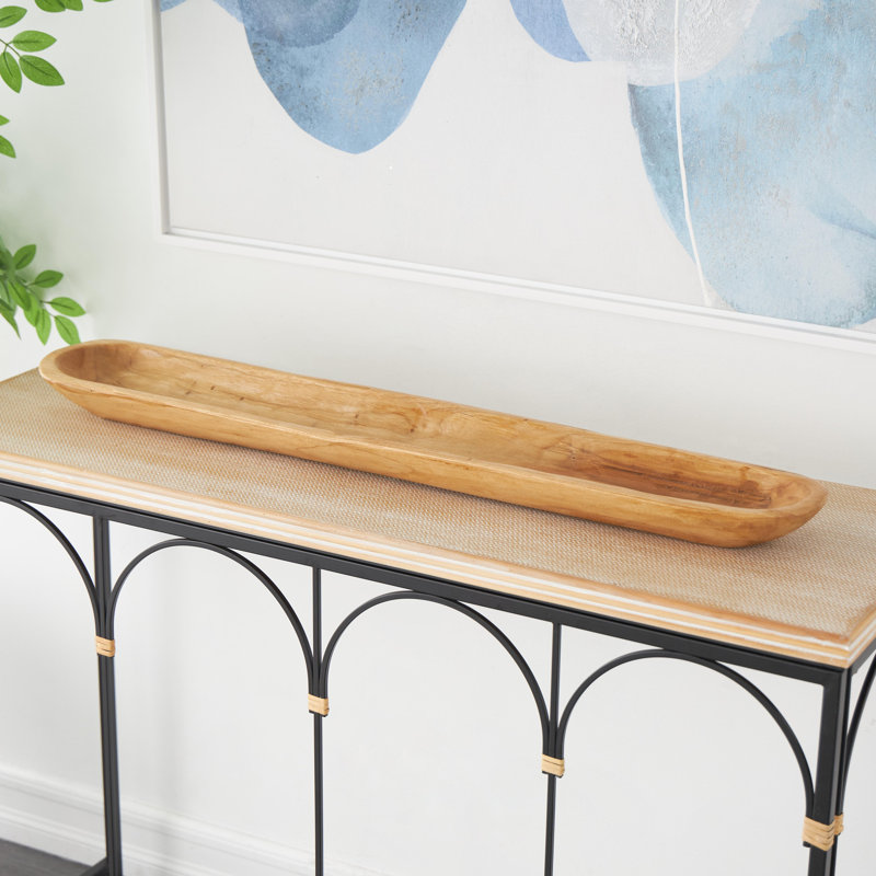 Blanco Brown Teak Wood Handmade Live Edge Tray 36" x 7" x 3"