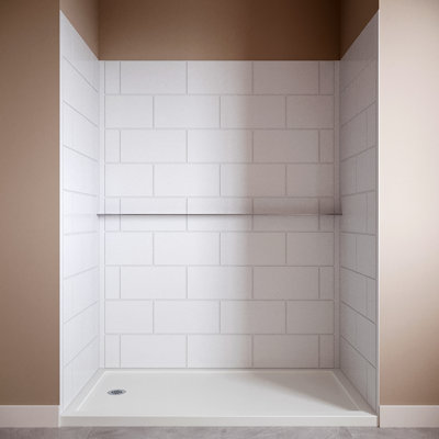 Rideau de douche en alcôve à col de cygne blanc 4 pièces L 36 po x l 60 po x H 76 po Streamline DSH-1880-214