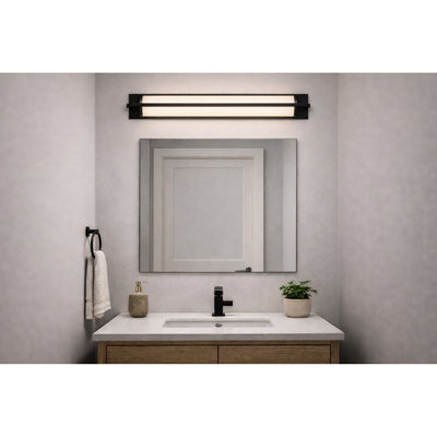 Applique murale à DEL intégrée noire de 61 cm (24 po), style moderne/contemporain, haute performance et sans entretien, 350 lumens, 20 W, 3 températures de couleur, compatible avec les variateurs, finition soie.