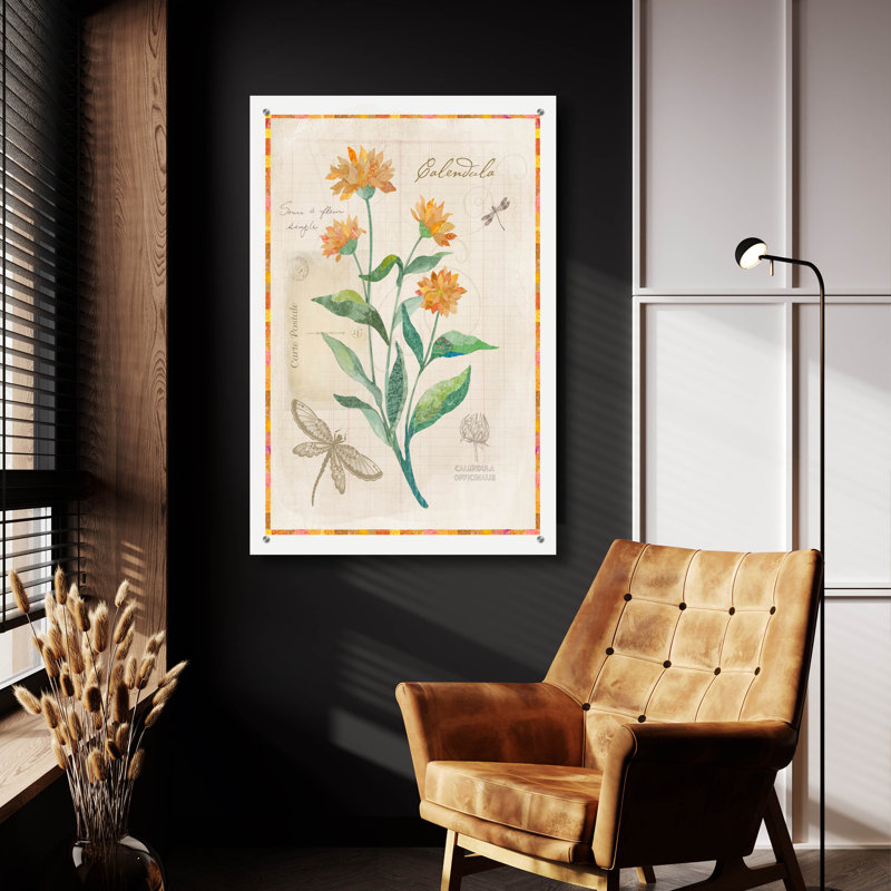  Art mural en verre acrylique, 24 po x 36 po «Calendrier Flora» par Fiona Stokes-Gilbert, H 36 po x l 24 po