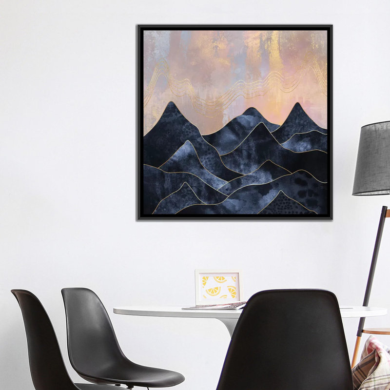« mountainscape », impression sur toile, H 37 po x l 37 po x P 1,5 po, Toile avec cadre noir, Pas de tapis