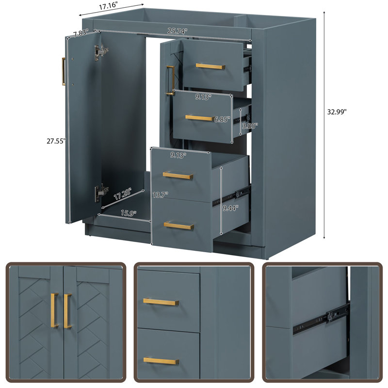 29.5'' Single Bathroom Vanity Base Only, Gray