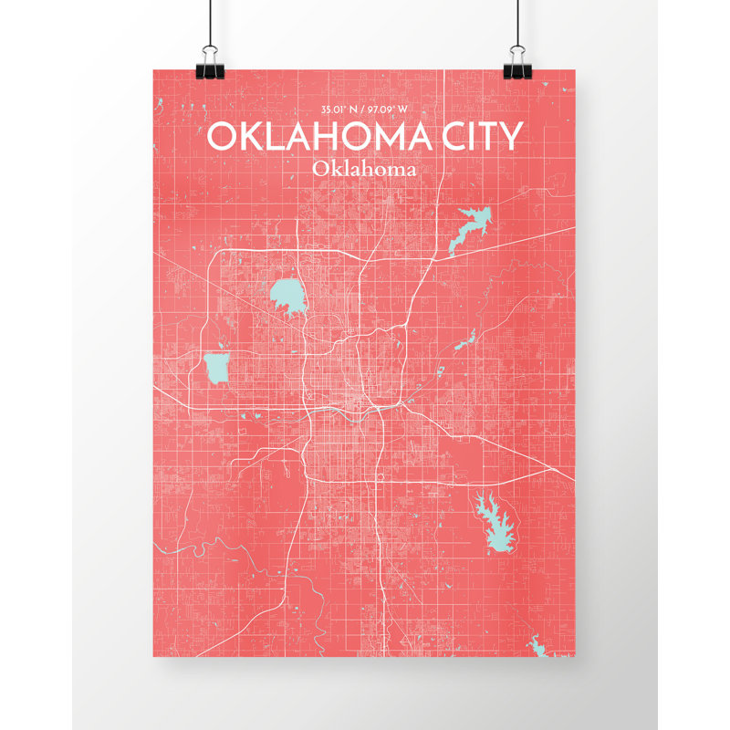 Oklahoma City Map - No Frame Print, 43.2cm H x 27.9cm W x 0.13cm D