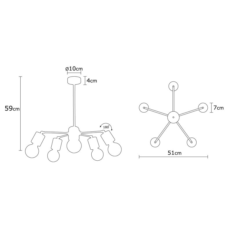 Luminaire suspendu 5 lumières Heng