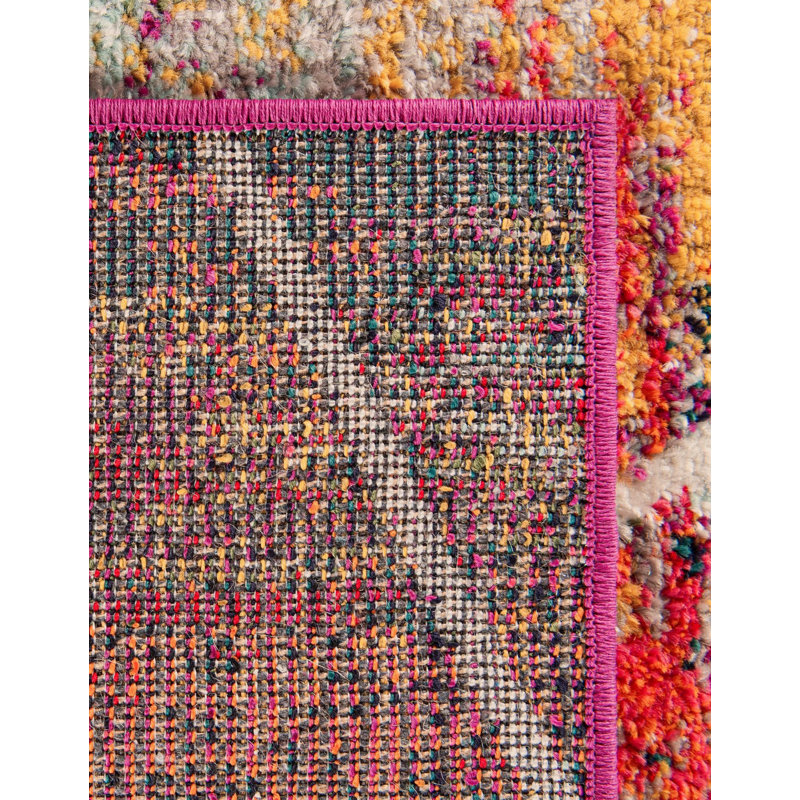 Geometric Fuschia Area Rug, Rectangle 7'1" x 10'