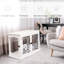 Table de petit chenil pour chien, porte verrouillable, deux entrées, jolie table de bout blanche, ouvertures, décorative,