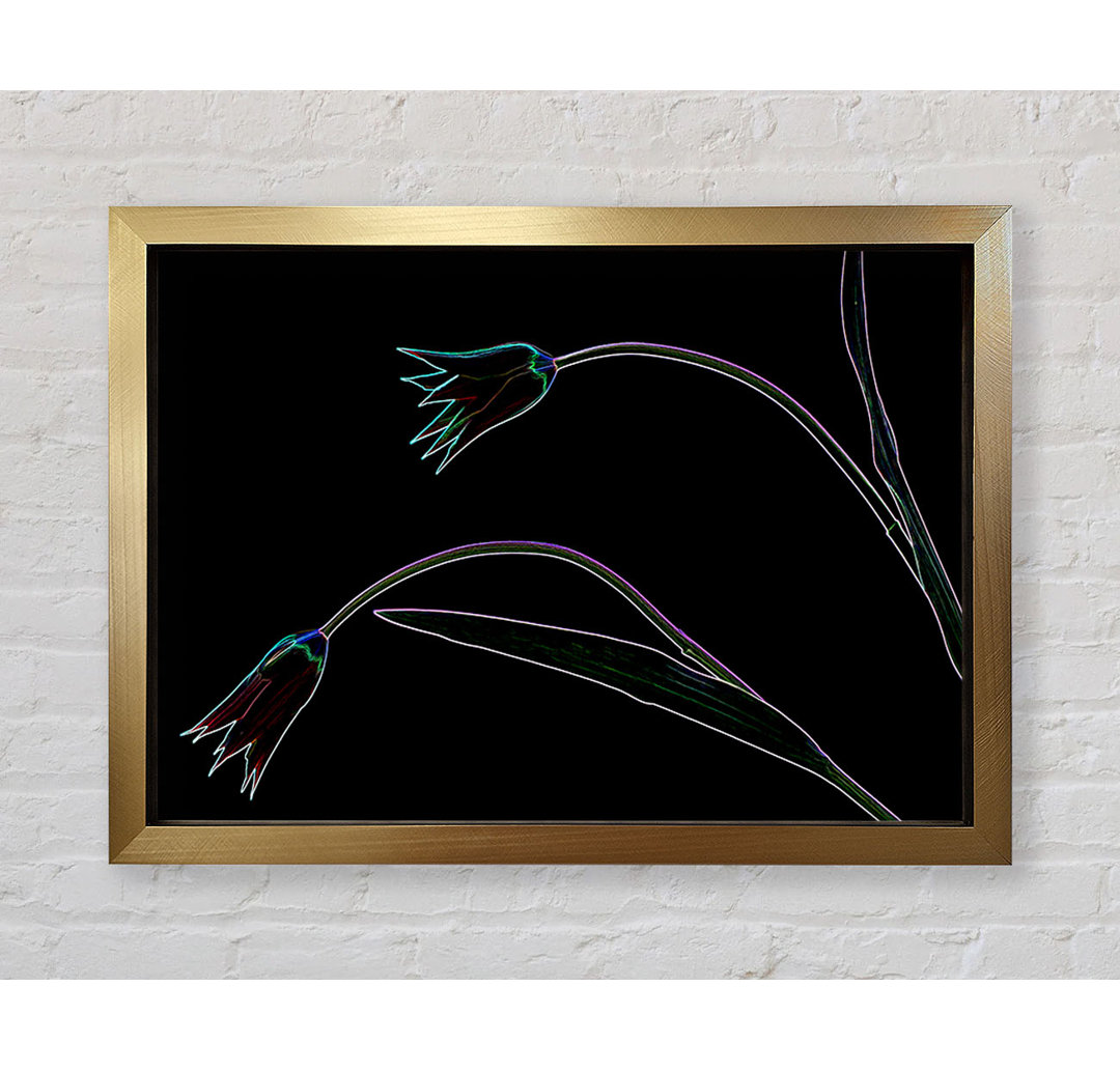 Gerahmtes Leinwandbild Abstract Neon Floral 27