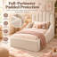 Lit de sol rembourré AVELOR Teddy avec tête de lit festonnée, lit plateforme rembourré bas pour enfant avec sommier à lattes-1737507432-1737507444