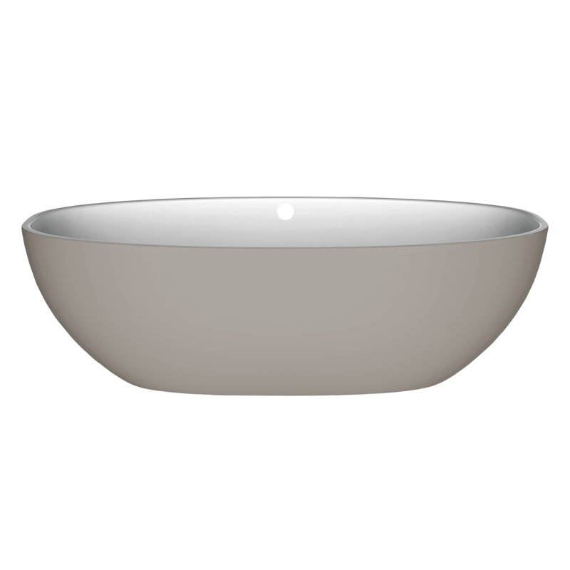 Barcelona 70-1/4" x 33-5/8" Freestanding Soaking Bathtub in Volcanic Limestone with Overflow Hole, 70" L x 34" W, Moss Green