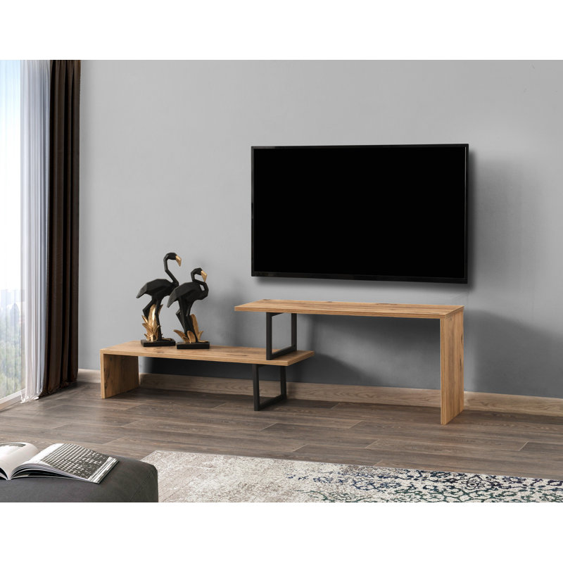 Meuble télé pour téléviseur de 40 po ou moins Juni, Noir / Pin