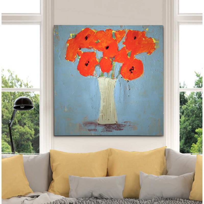 " Orange Poppy Impression II ", 10" H x 10" W x 1.5" D, Wrapped Canvas